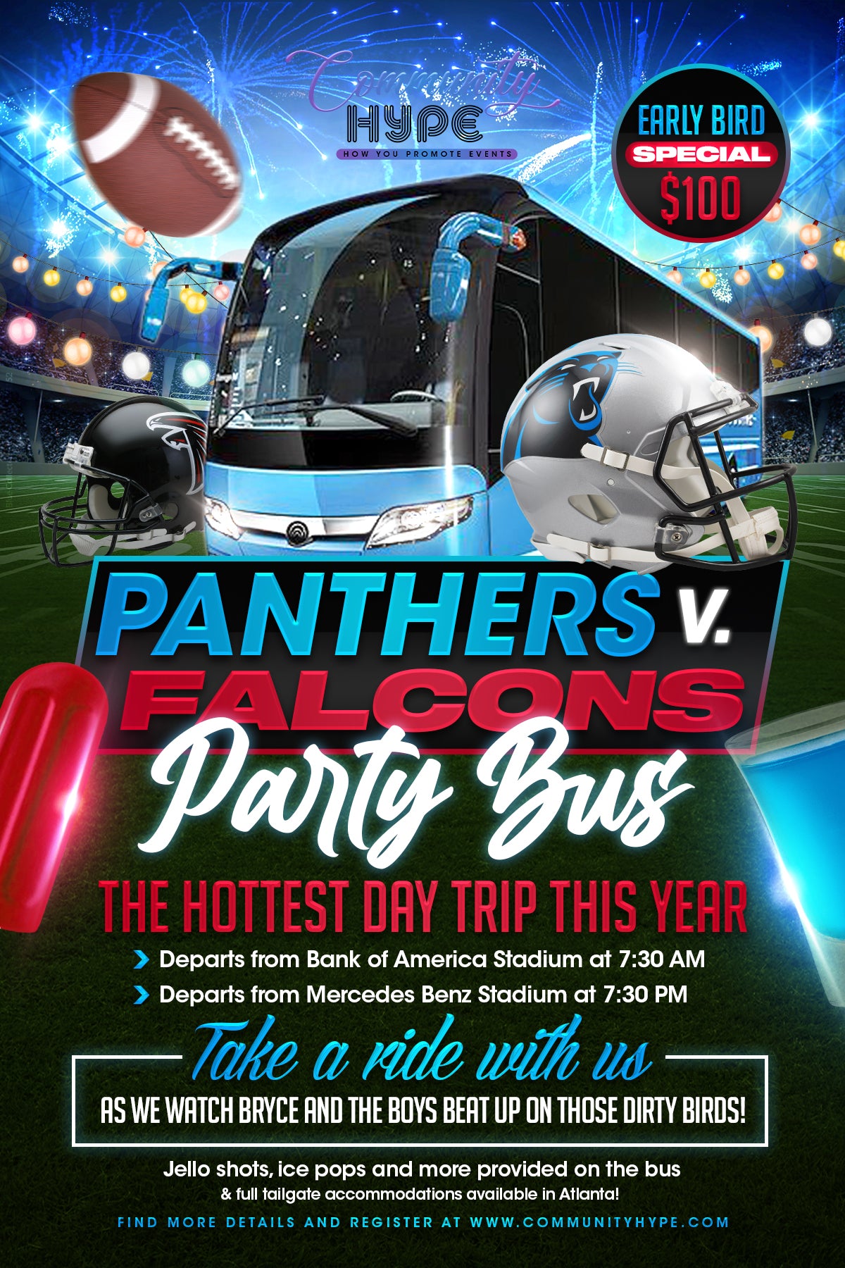 Panthers vs Falcons Party Bus